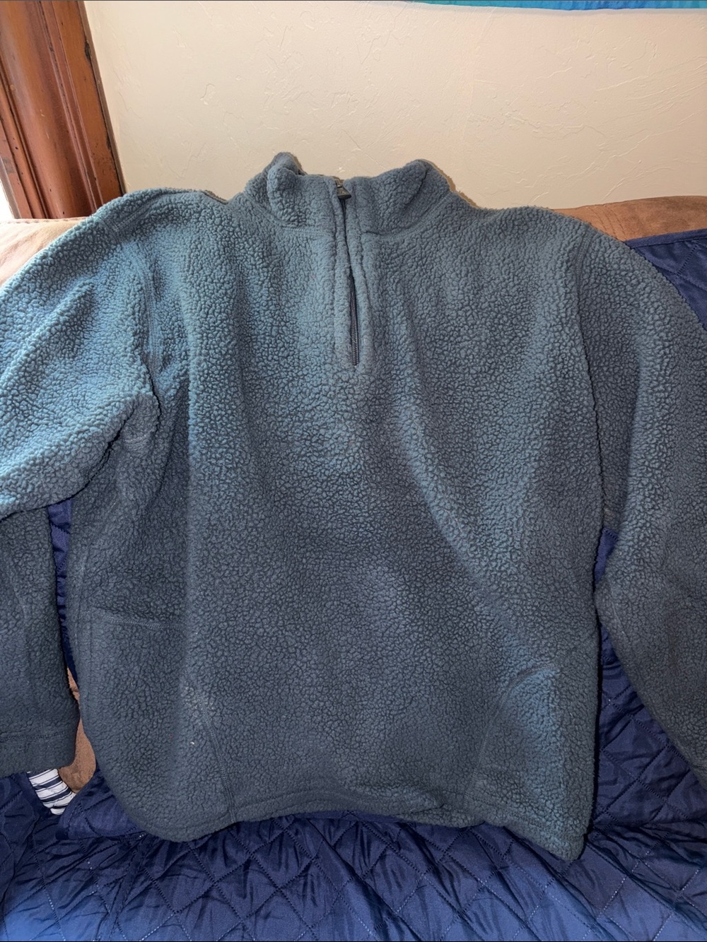 Men's Half-Zip Sherpa Pullover Sweater - Slate Blue